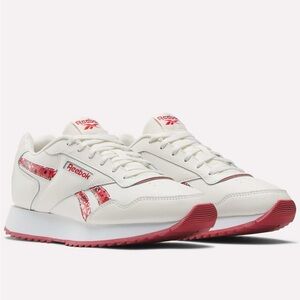 Reebok Glide Ripple White/Red Sneakers Red Floral Stripe Flower Women’s Size 9.5